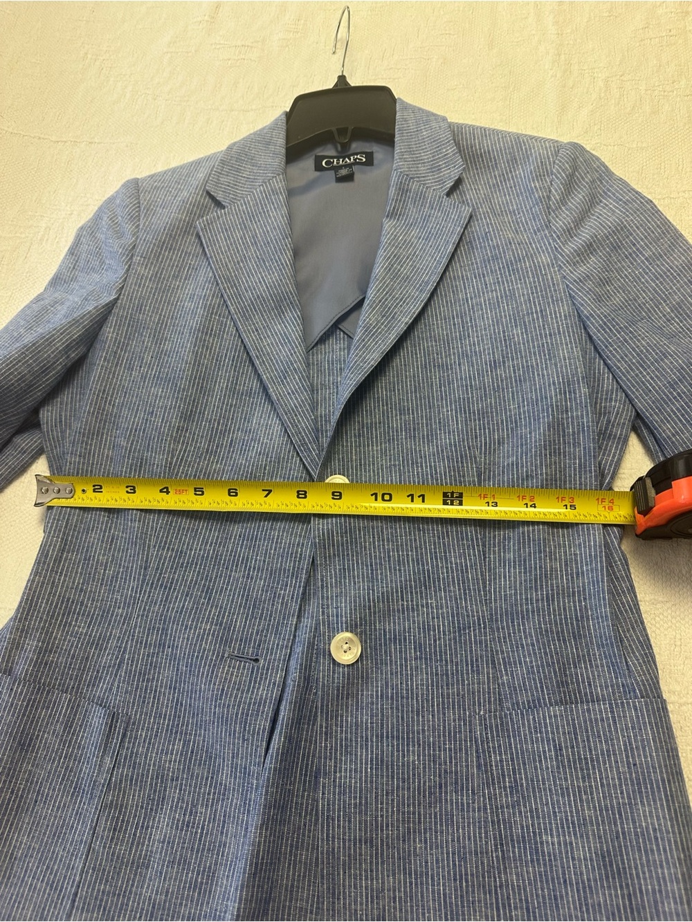 Chaps Blue Pinstripe Single-Button Blazer - Picture 3 of 5